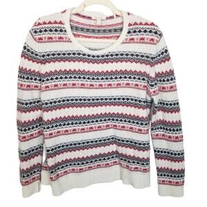 Barbour Womens Roseberry Wool Cashmere Sweater Fair Isle Nordic SIze 12 Cabin